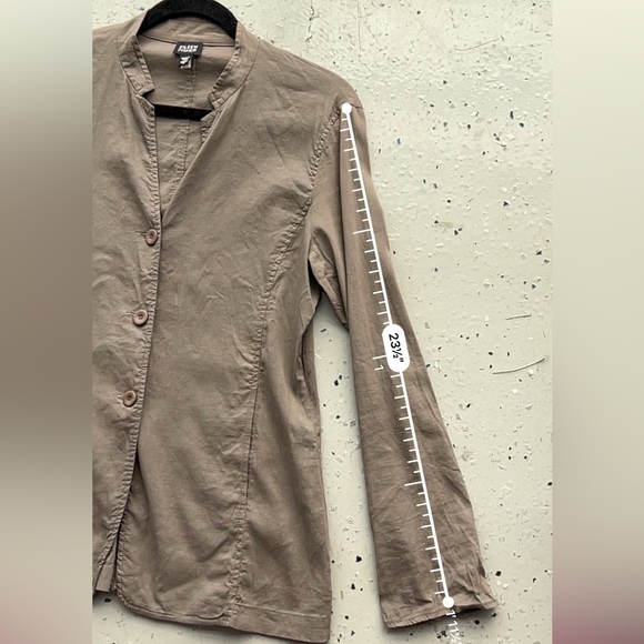 Eileen Fisher Taupe Collarless Button Front Jacket Women’s Small Minimalist Chic - Picture 10 of 14
